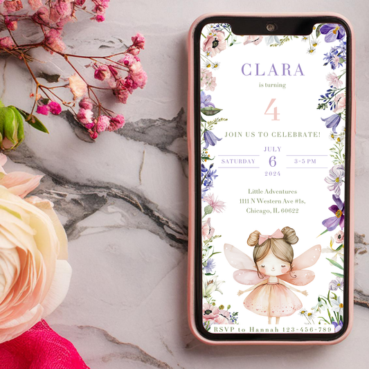 Digital Floral Fairy Party Invitation