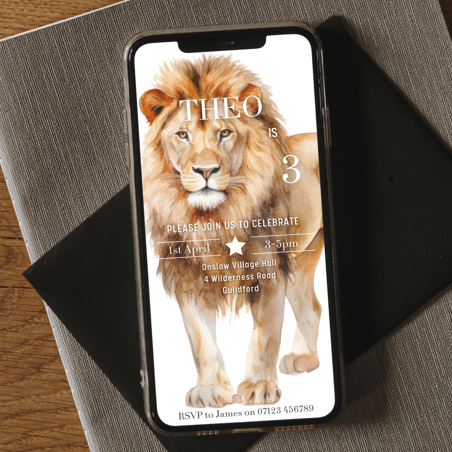 Digital Lion Party Invitation