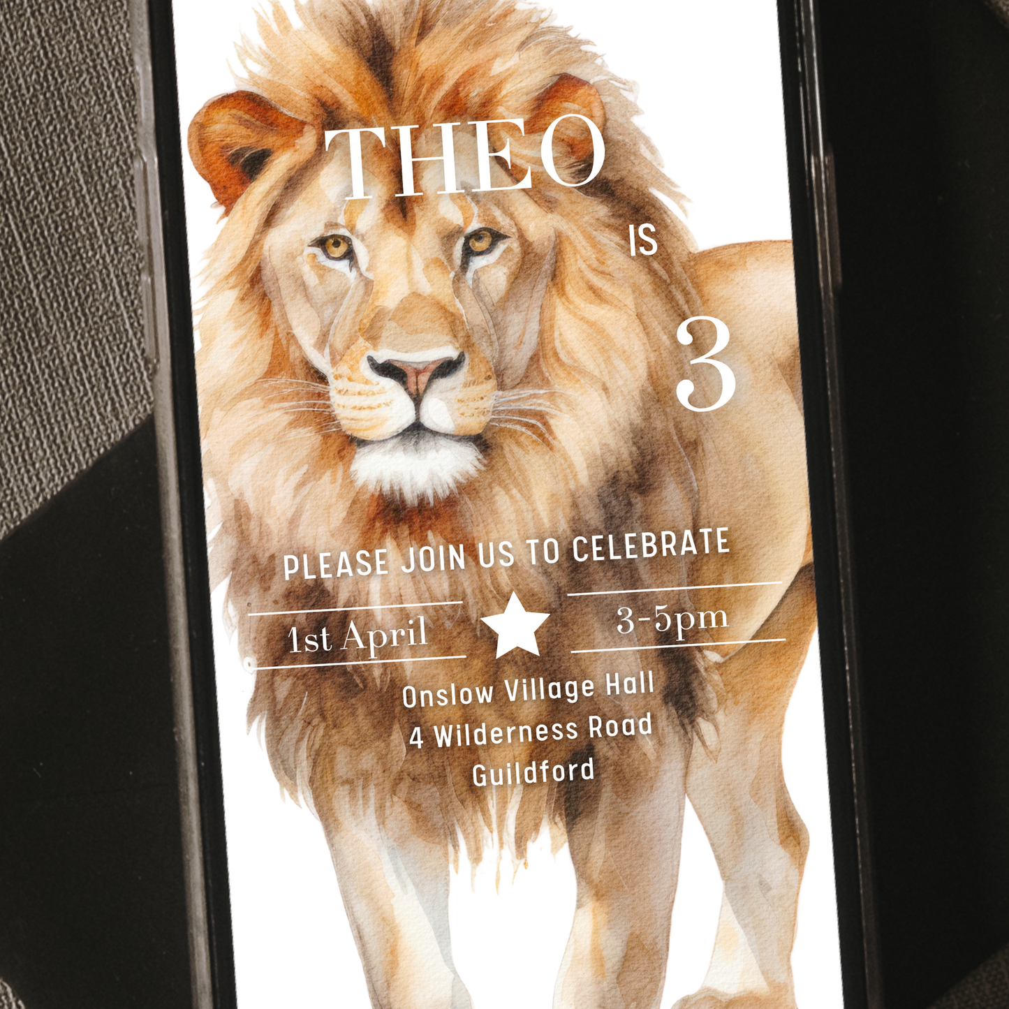 Digital Lion Party Invitation