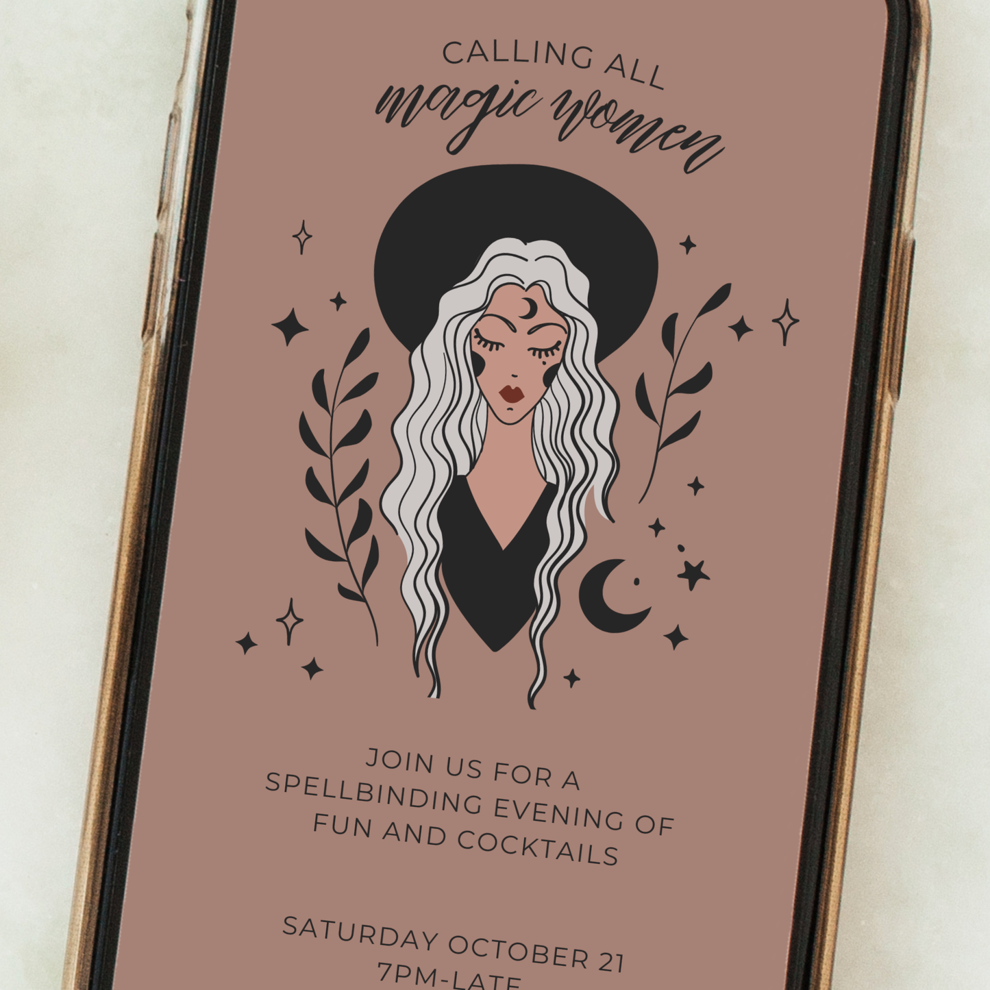 Digital Witch Party Invitation