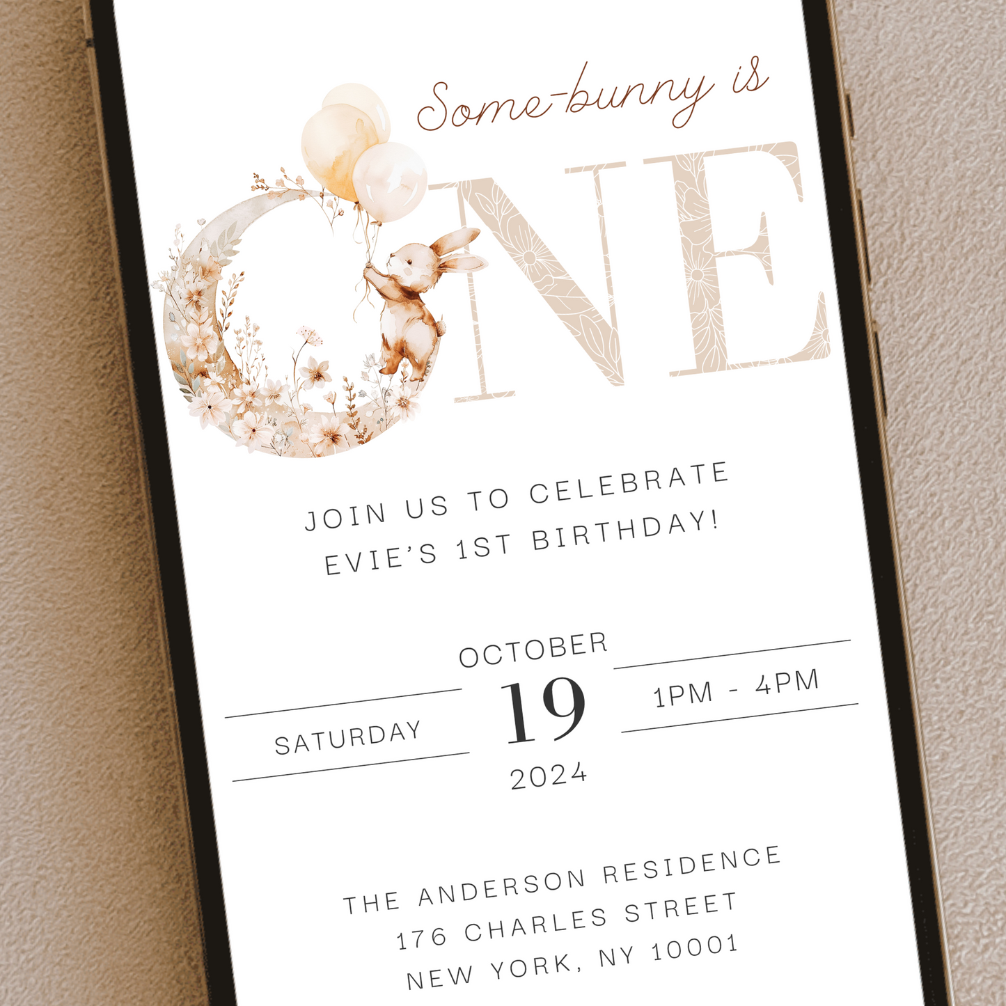 Digital 1st Birthday Party Invitation