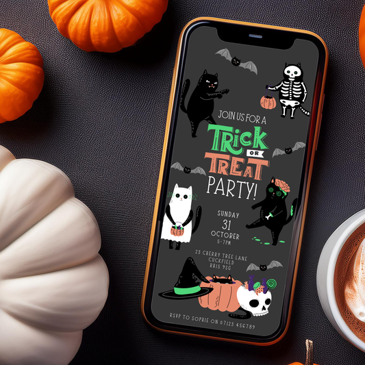 Digital Trick or Treat Halloween Party Invitation