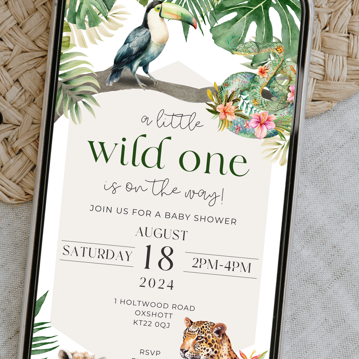 Digital Wild One Baby Shower Invitation