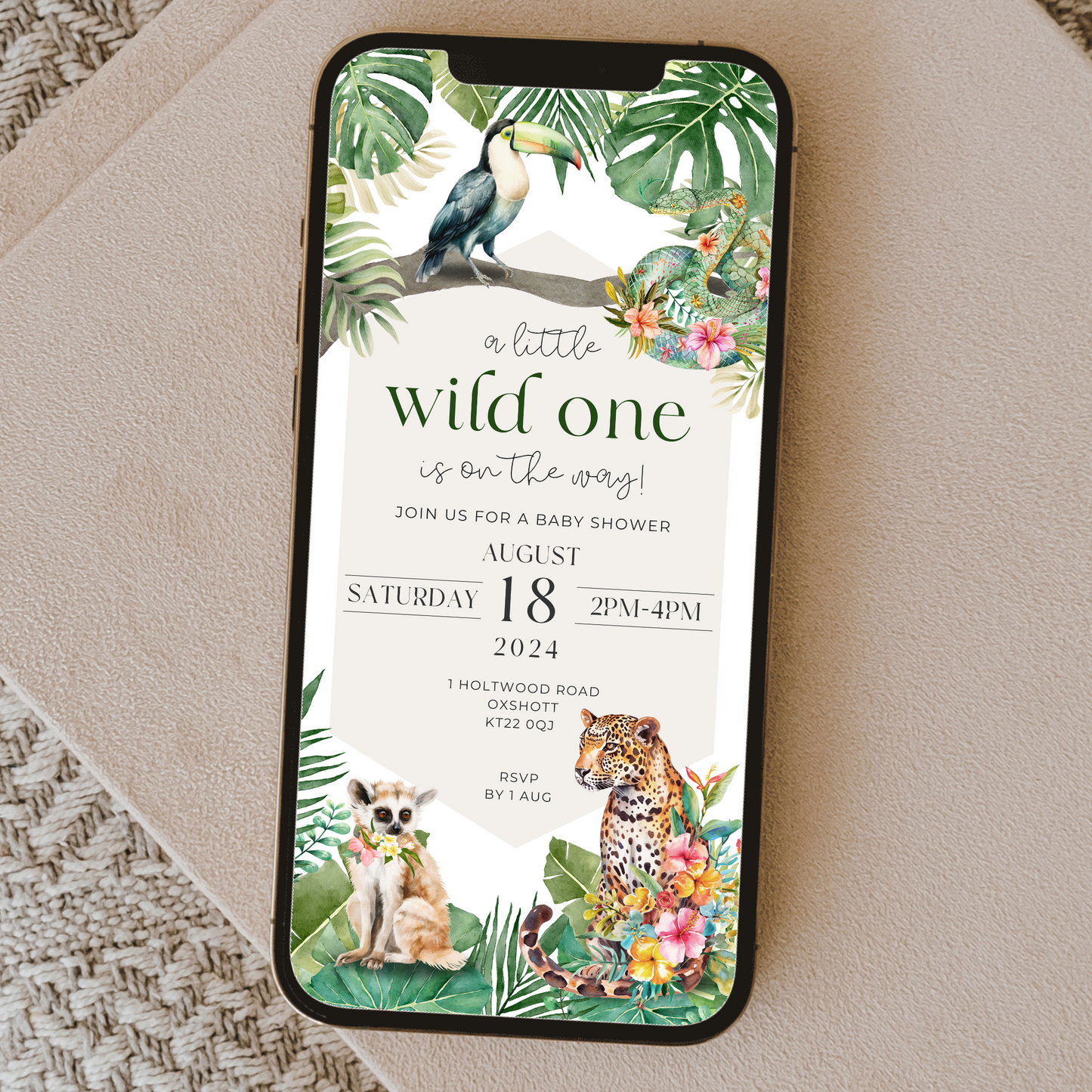 Digital Wild One Baby Shower Invitation