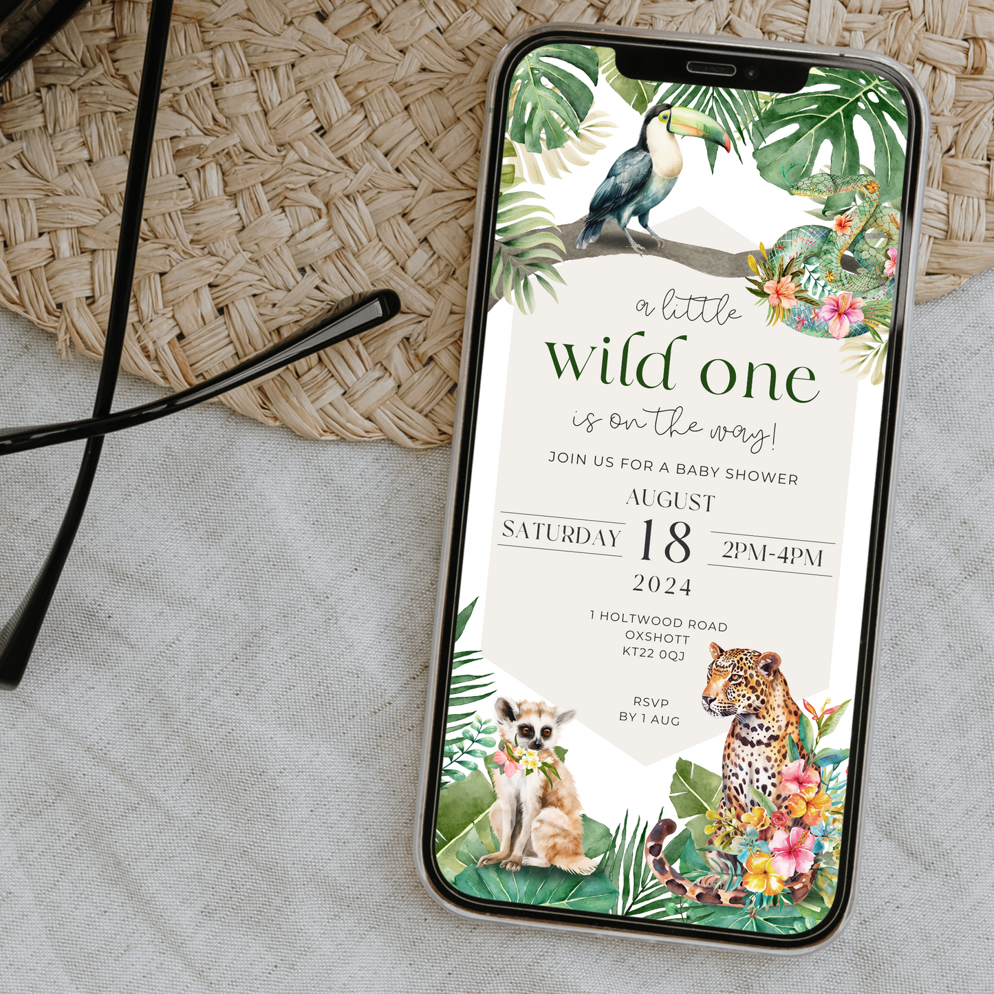 Digital Wild One Baby Shower Invitation