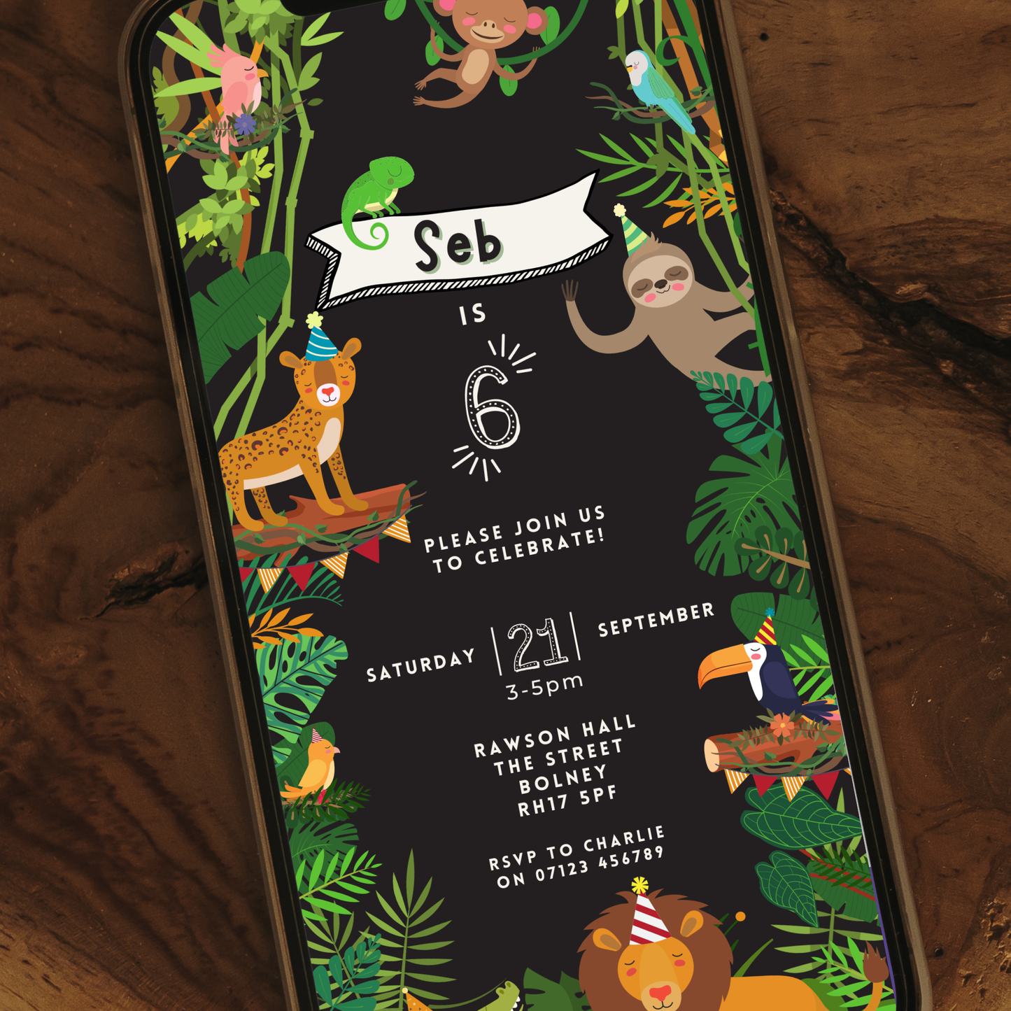 Animated Jungle Birthday Party Invitation