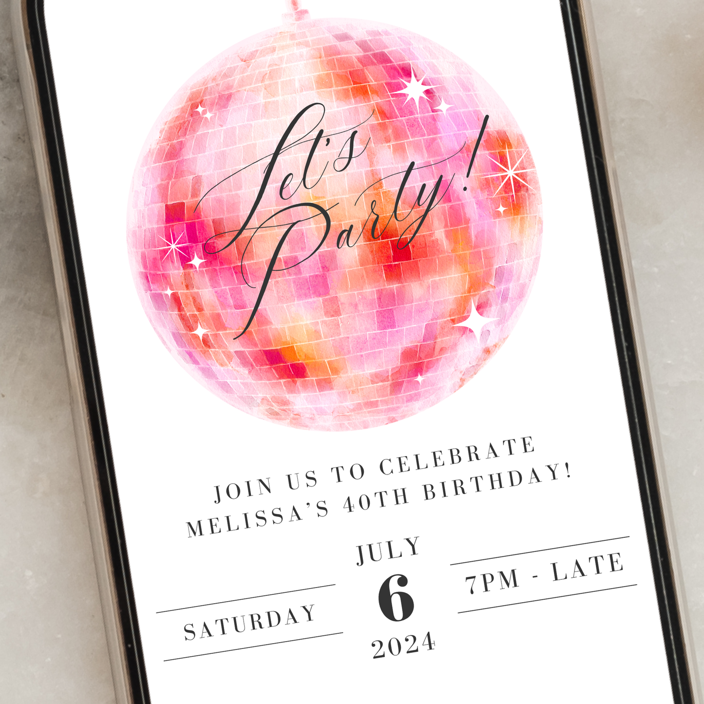 Digital Disco Ball Party Invitation