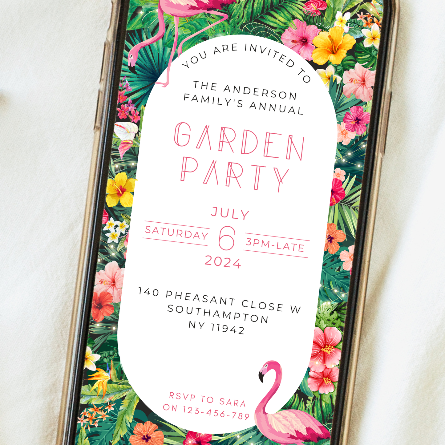 Digital Flamingo Party Invitation