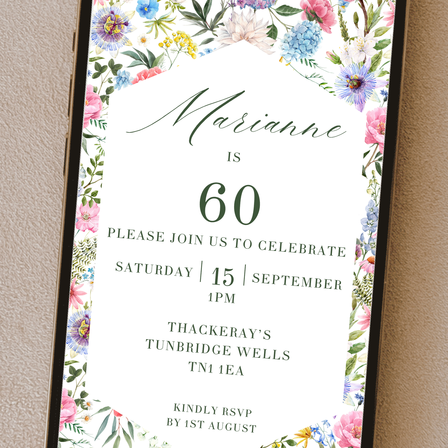 Digital Wildflower Party Invitation