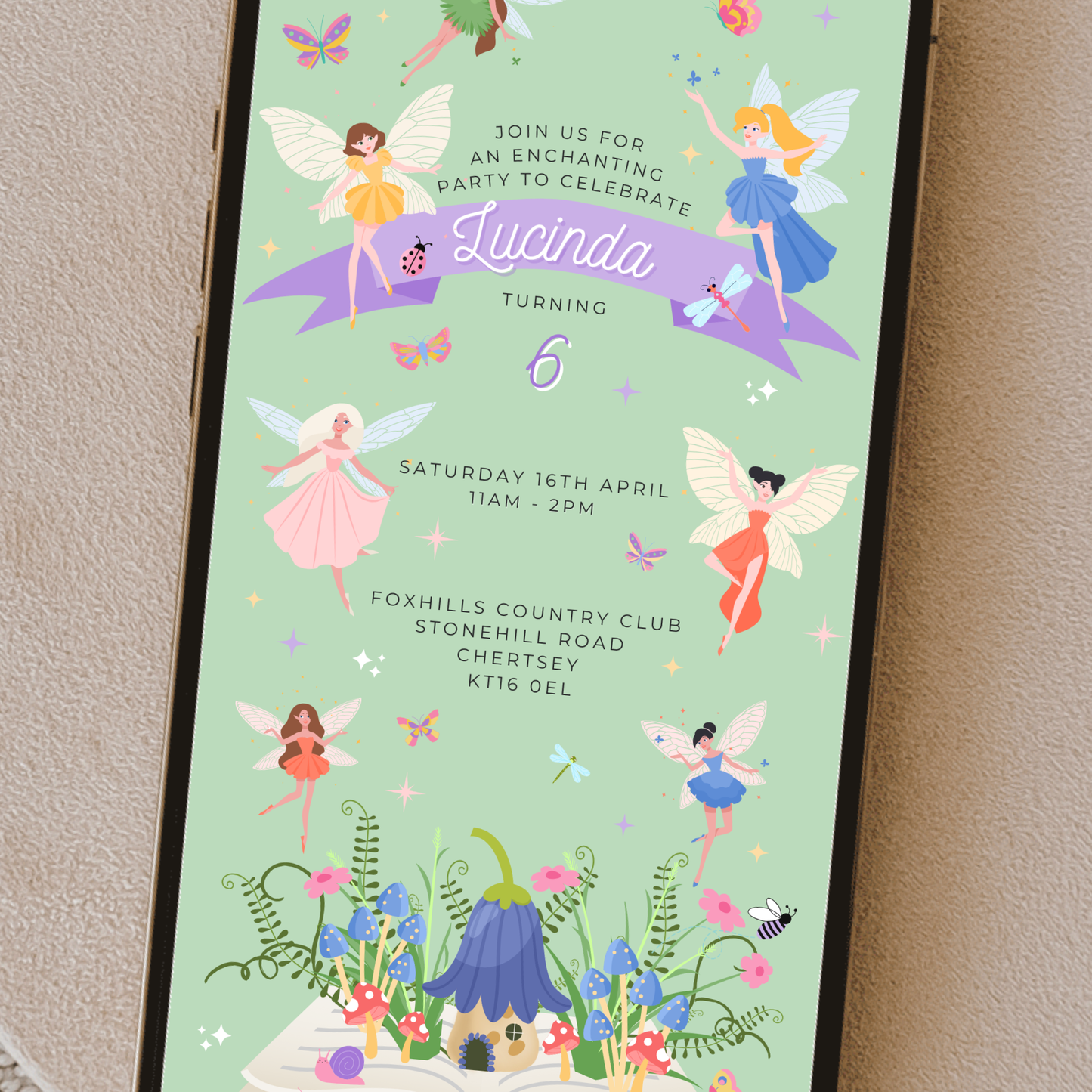 Digital Fairy Party Invitation