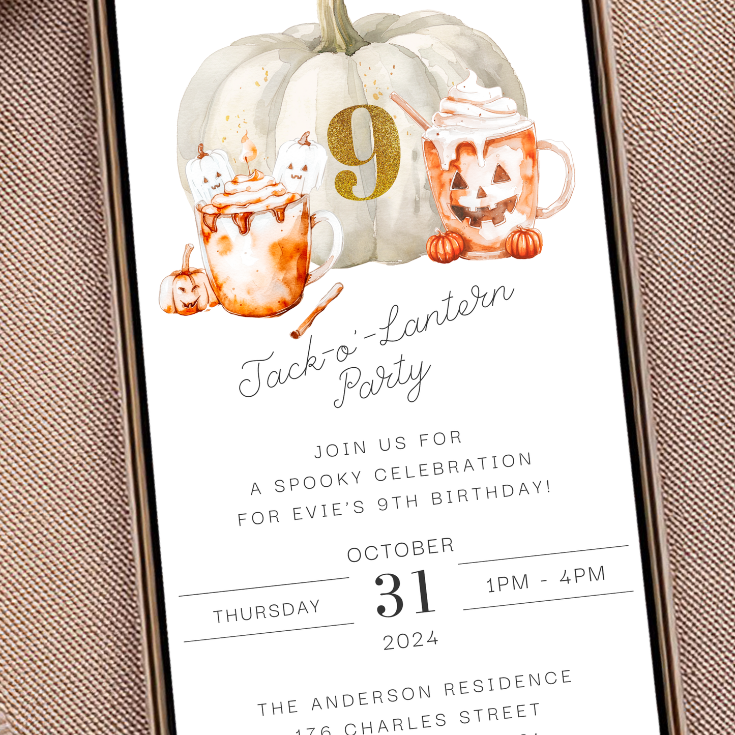 Digital Halloween Birthday Party Invitation