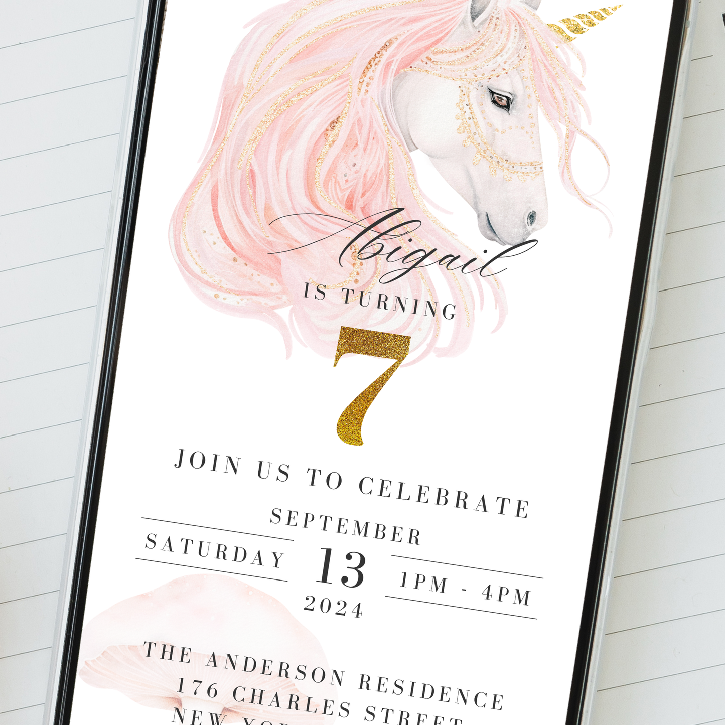 Digital Unicorn Party Invitation