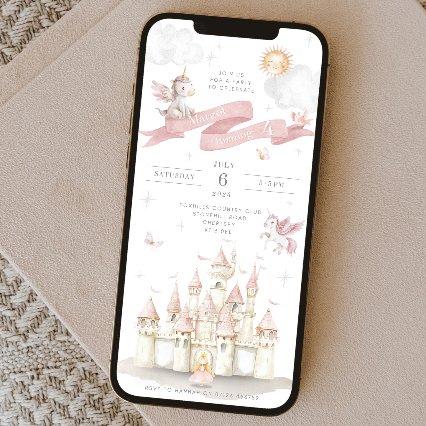 Digital Princess Party Invitation