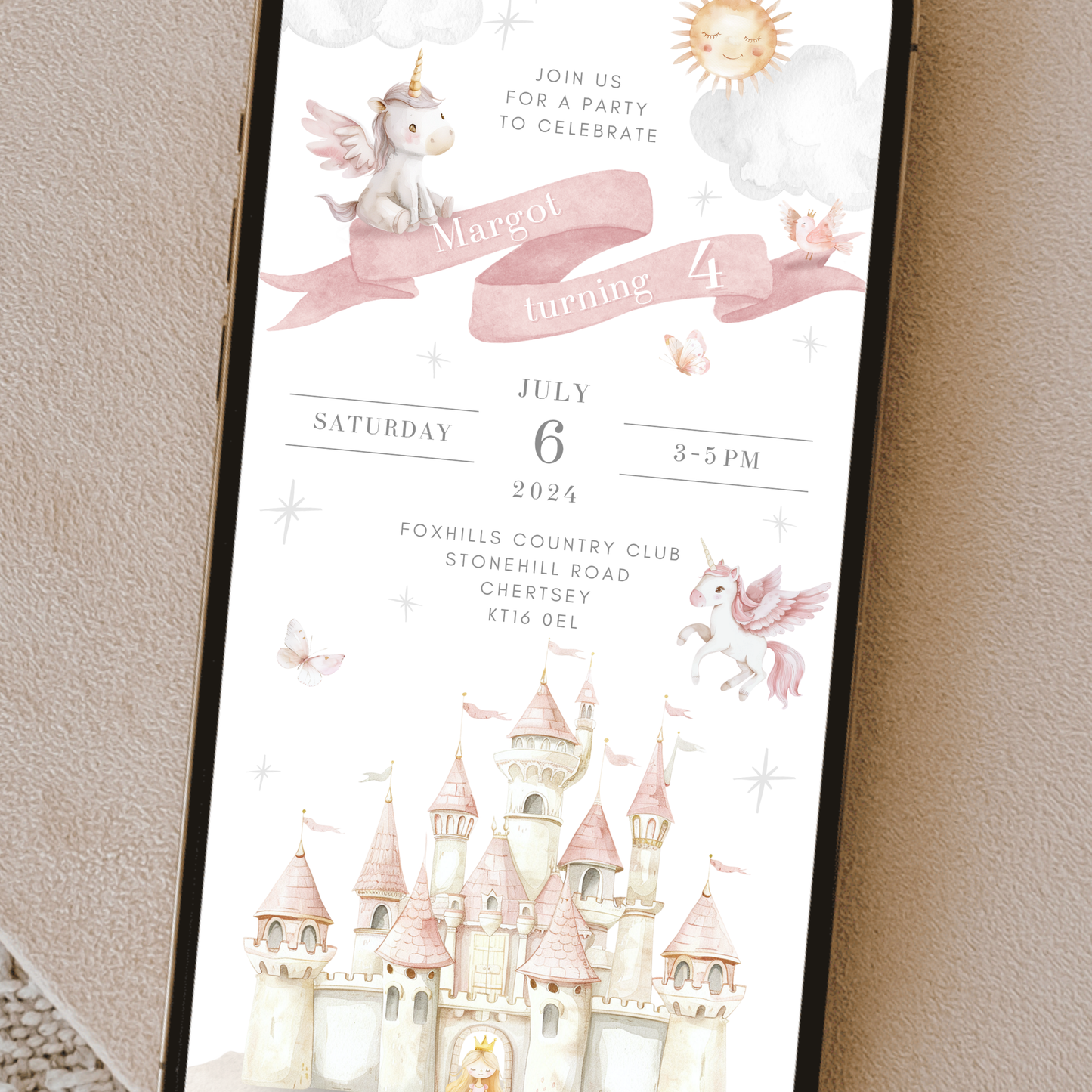 Digital Princess Party Invitation