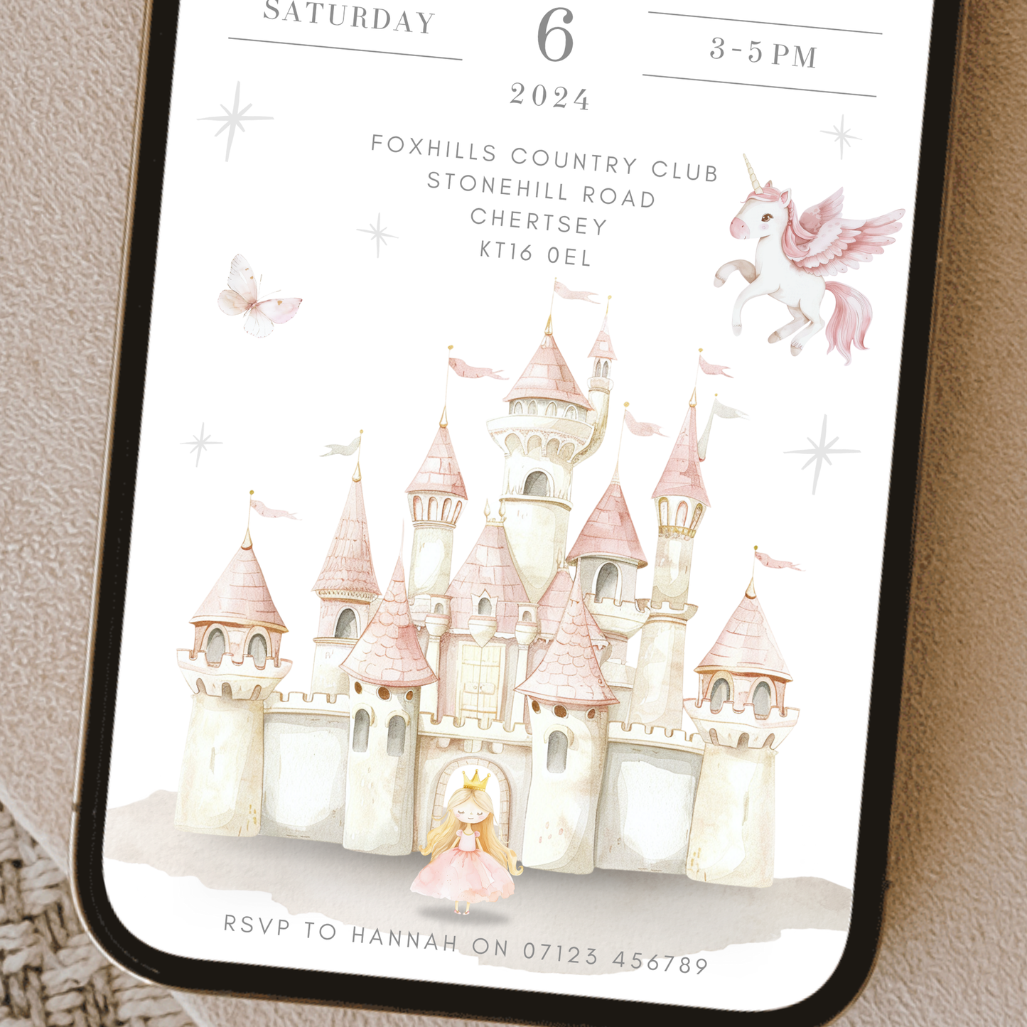 Digital Princess Party Invitation