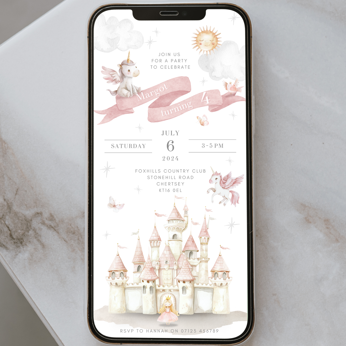 Digital Princess Party Invitation