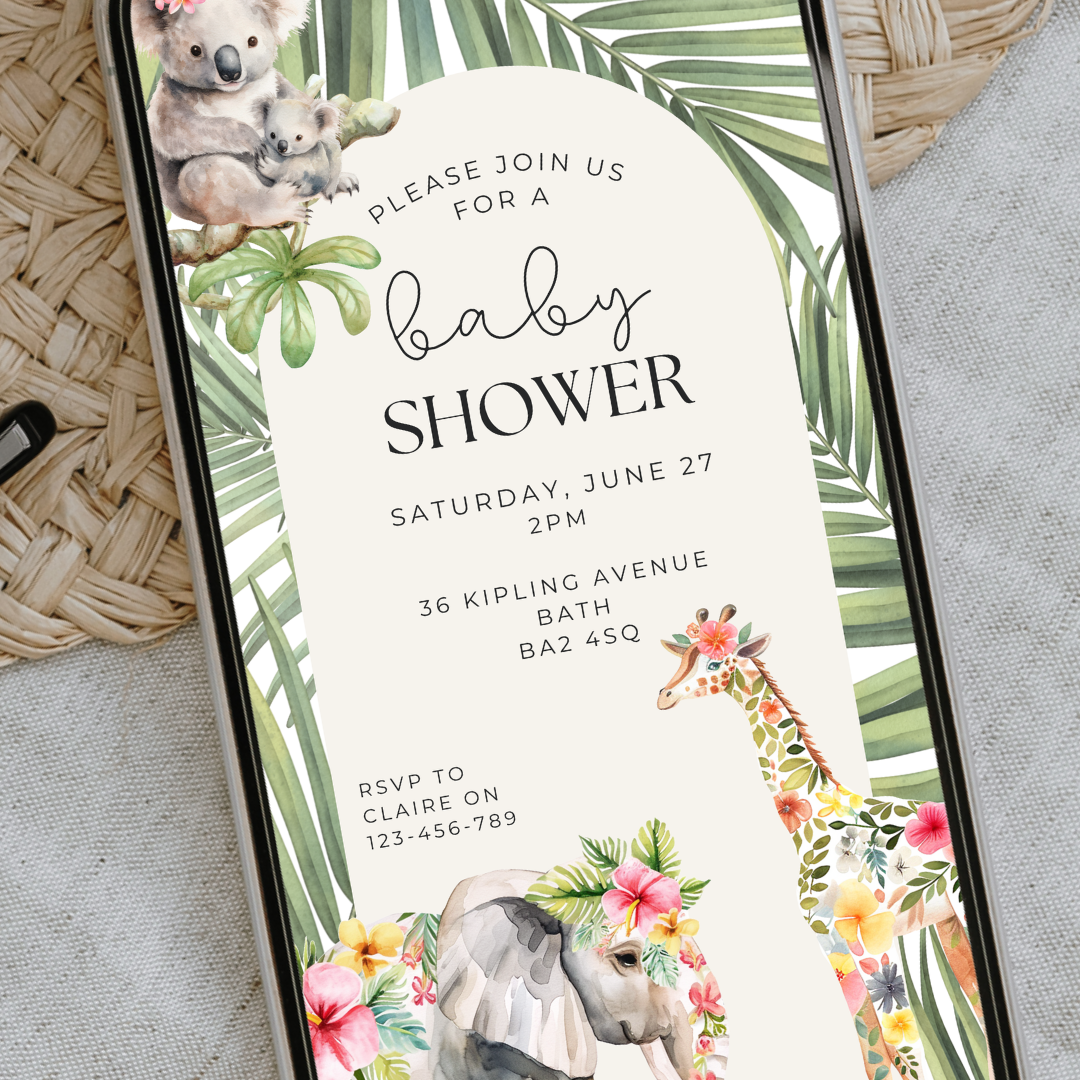 Digital Jungle Baby Shower Invitation