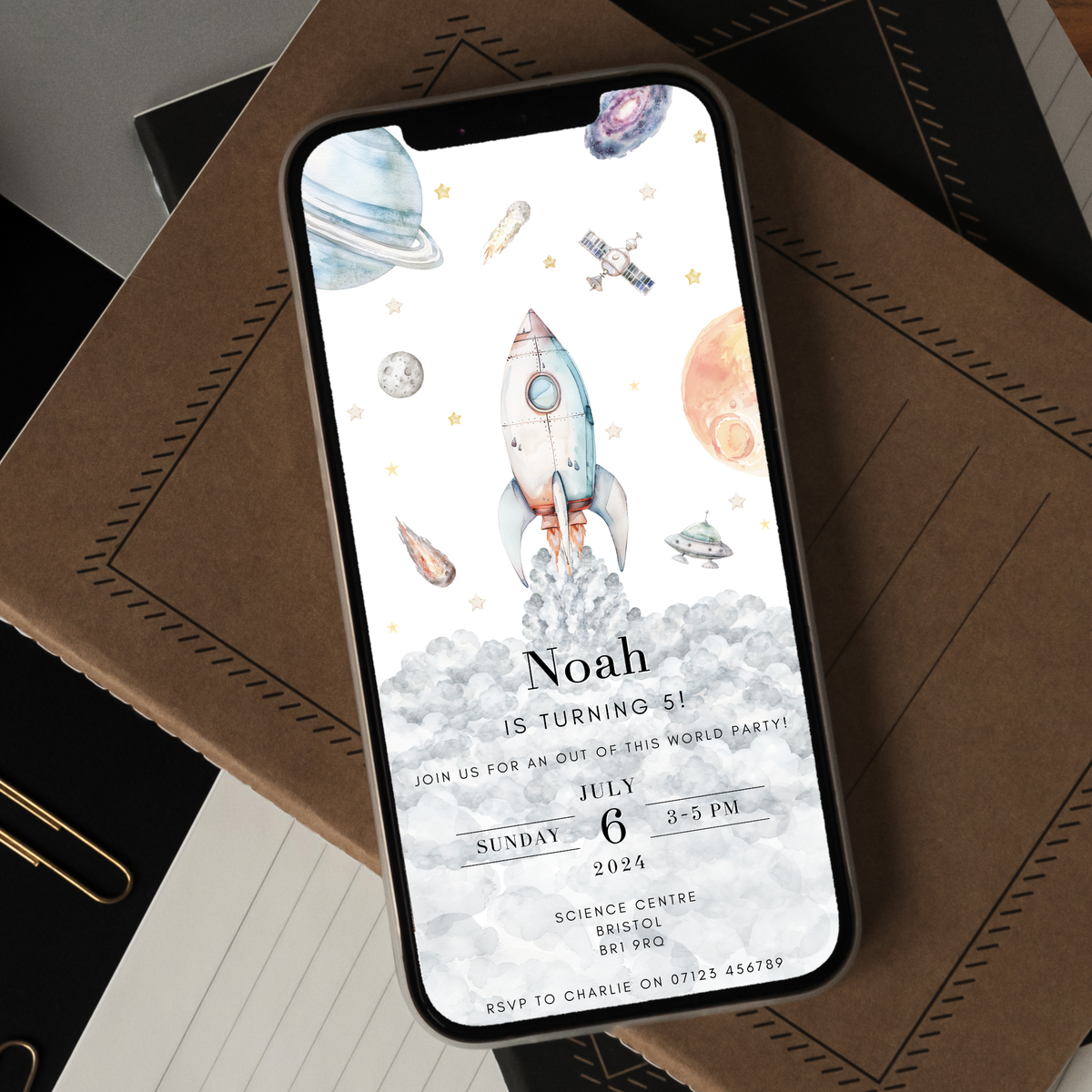 Rocket Inviation Editable Rocket Birthday Invitation – Outer Space Theme – Paperless Quill