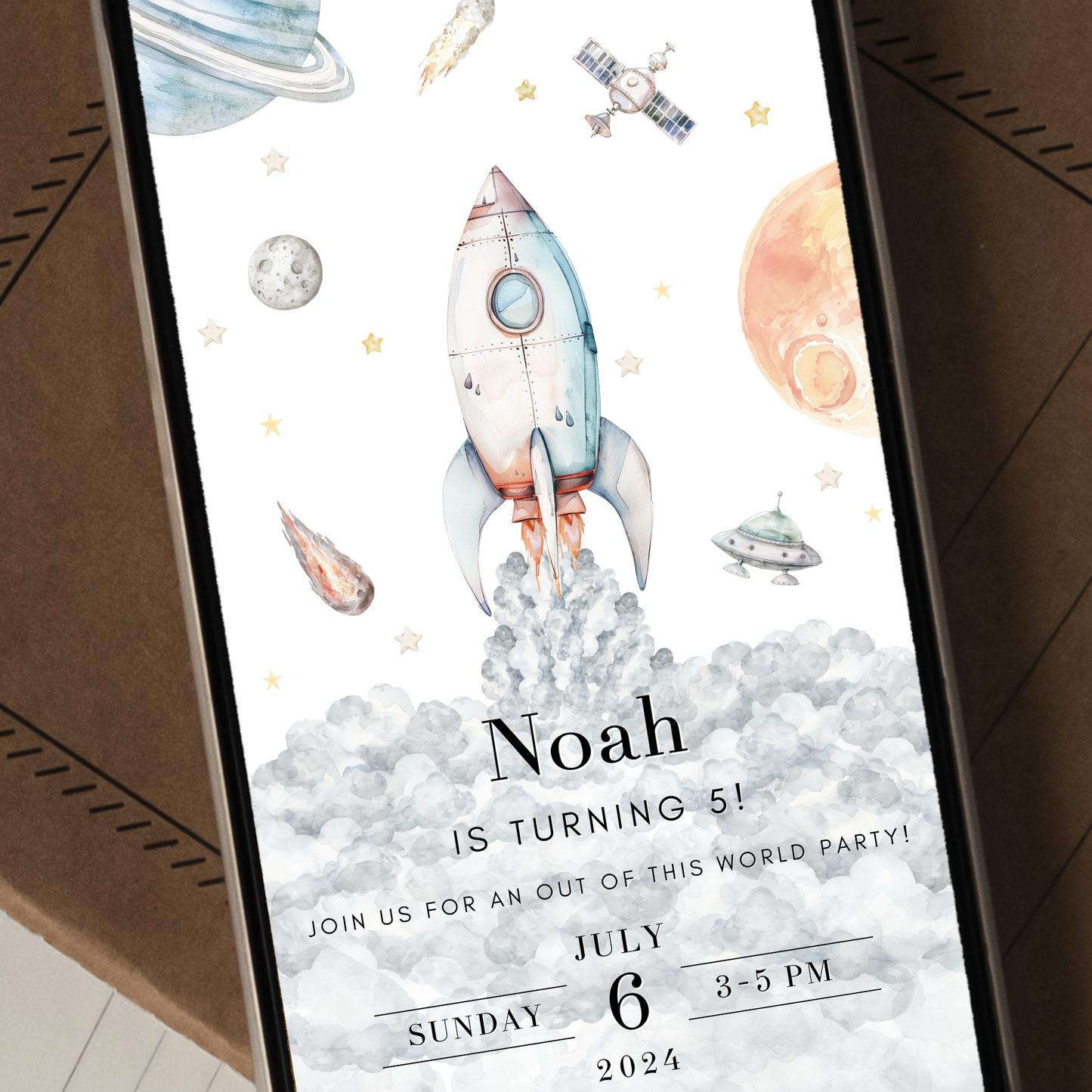 Editable Rocket Birthday Invitation โ Outer Space Theme โ Paperless Quill